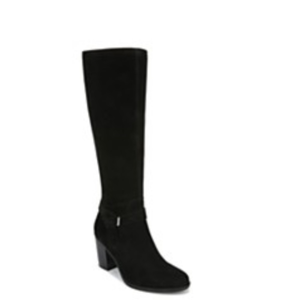 Black suede high boots